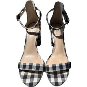NWOT Vince Camuto black & white block heel checkered design sandals - size 6